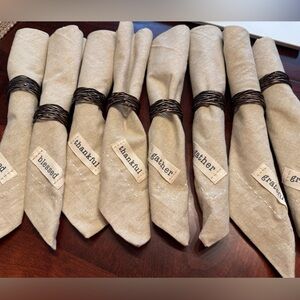 Elegant Beige Cotton Napkins with Napkin Rings